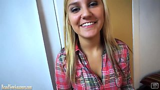 Amateur girl Bailey masturbates on casting couch