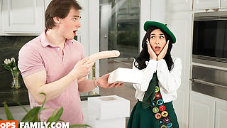 Caught! Alexa Chains Girl Scout Box Full of Toys - Stepbrother Spanks & Pounds Her