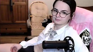 Cute curly brunette solo webcam masturbation