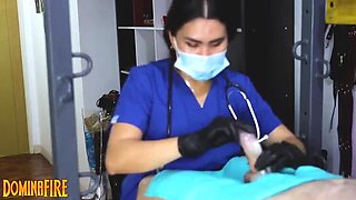 Femdom Nurse Milks & Sounds My Cock - DominaFire Medical Exam