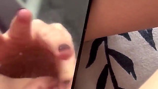 Petite Goth Teen Close up Pussy Play in Mirror with Creamy Finish
