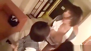 3 Office Ladies Kissing Sucking And Fucking With One Guy In The Hotel Room