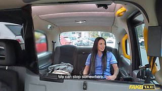Salina Hein, the hot nurse in uniform, gives tight fuck & sucks driver's cock before meeting