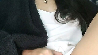 Cute Nerd Under the Covers Masturbating Her with Her Fingers