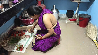 Indian Housewife Hard-core Sex in Kitchen Room by Her Husband's Friend