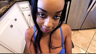 Innocent Ebony Stepdaughter Doesn't Want to Wear a Bra -