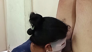 Naughty Wife Blowjob To Husband When He Doing Yoga and Cum Slowing on His Face