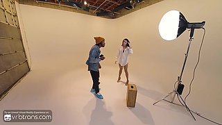 VRB Trans: Brown-haired T-Lady Model In Undergarments Bj's a Monstrous Shaft During Pic Sesh