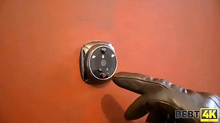 Debt4k. chicks spouse allows debt collector to taste her narrow holes