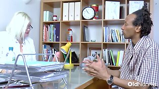 Chubby Blonde Granny Nurse Examines BBC Patient