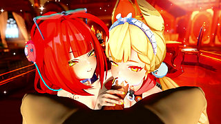 Zenless Zone Zero - FFM Yuzuha and Alice Swap Cock and Take Turns Riding - 3D Hentai Animations