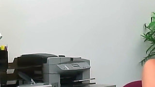 Boss's Desk Pussy Licking - Tattooed Blonde in Glasses with Her Heels in the Air