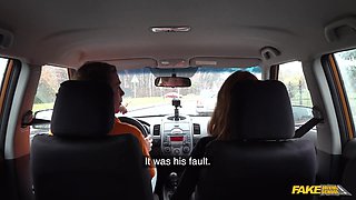 Driving School Reality Sex: Redhead Distracts With No Bra On - Lenina Crowne