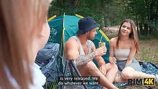 Rim4k. exchange wives, mutual anilingus and anal fuck in the woods
