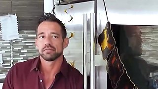 Busty light-haired gives a deep blowjob and completes with