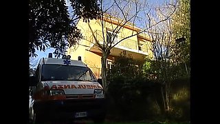 Sexy Italian Doctor Gets Hard Anal Creampie in Ambulance - Vintage Nurse Fuck