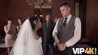 Vip4k. couple embarks hardcore in front of the guests after wedding ceremony