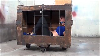 New Slave Kept In A Cage Until Her Buyer Gets Here