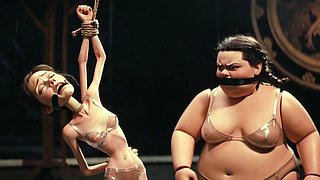 Skinny Slave in Bondage Whipped by Fat SSBBW Mistress